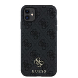 Apple iPhone 12 Kılıf Guess Magsafe Uyumlu 4G Classic Logolu Kapak Siyah