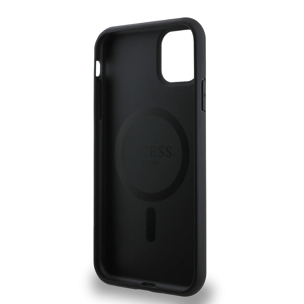 Apple iPhone 11 Kılıf Guess Magsafe Uyumlu 4G Classic Logolu Kapak Siyah