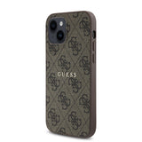 Apple iPhone 12 Kılıf Guess Magsafe Uyumlu 4G Desen Yazı Logolu Kapak Kahverengi