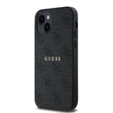 Apple iPhone 12 Kılıf Guess Magsafe Uyumlu 4G Desen Yazı Logolu Kapak Siyah
