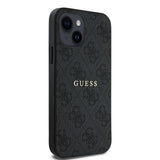 Apple iPhone 12 Kılıf Guess Magsafe Uyumlu 4G Desen Yazı Logolu Kapak Siyah