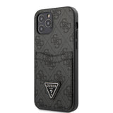 Apple iPhone 12 Kılıf Guess Çift Kart Bölmeli Kartlıklı Kapak Siyah