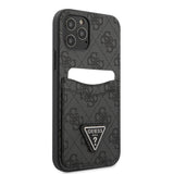 Apple iPhone 12 Kılıf Guess Çift Kart Bölmeli Kartlıklı Kapak Siyah