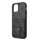 Apple iPhone 12 Kılıf Guess Çift Kart Bölmeli Kartlıklı Kapak Siyah