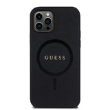 Apple iPhone 12 Pro Kılıf Guess Magsafe Şarj Özellikli Saffiano Classic Kapak Siyah