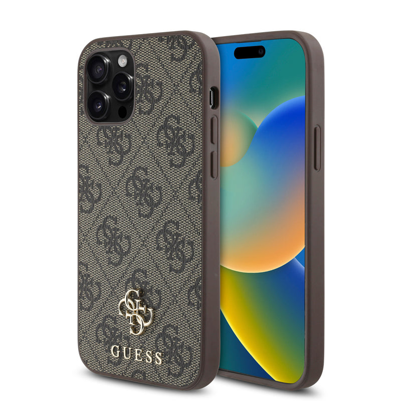 Apple iPhone 12 Pro Kılıf Guess Magsafe Uyumlu 4G Classic Logolu Kapak Kahverengi