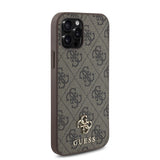 Apple iPhone 12 Pro Kılıf Guess Magsafe Uyumlu 4G Classic Logolu Kapak Kahverengi