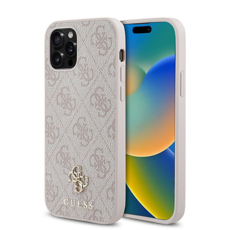 Apple iPhone 12 Pro Kılıf Guess Magsafe Uyumlu 4G Classic Logolu Kapak Pembe
