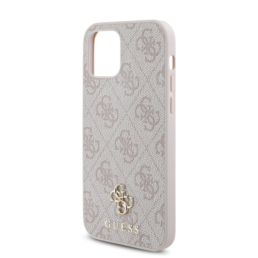 Apple iPhone 12 Pro Kılıf Guess Magsafe Uyumlu 4G Classic Logolu Kapak Pembe