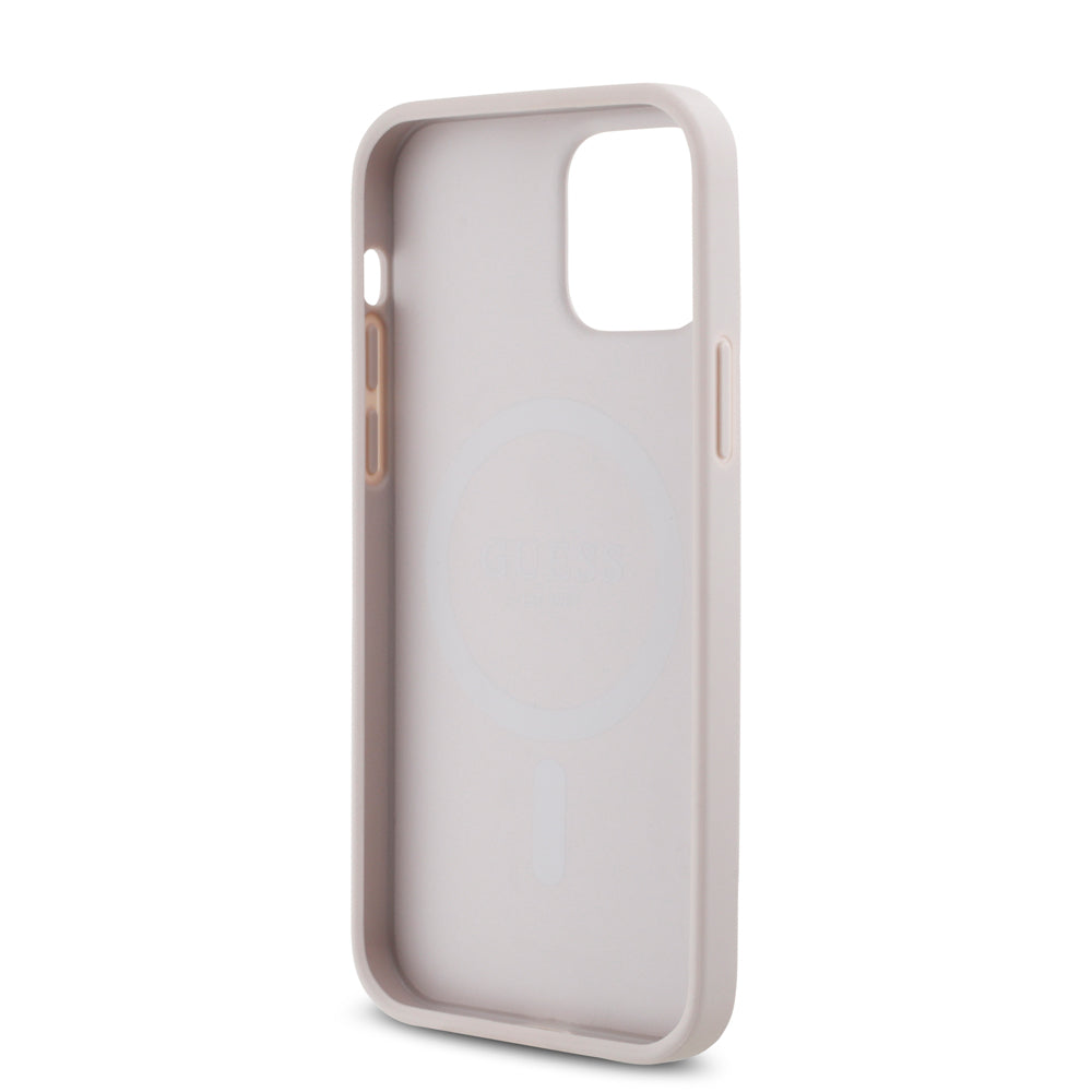Apple iPhone 12 Pro Kılıf Guess Magsafe Uyumlu 4G Classic Logolu Kapak Pembe