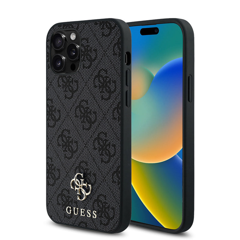 Apple iPhone 12 Pro Kılıf Guess Magsafe Uyumlu 4G Classic Logolu Kapak Siyah