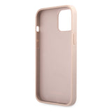 Apple iPhone 12 Pro Max Kılıf Guess Büyük Metal Logolu Deri Kapak Pembe