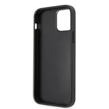 Apple iPhone 12 Pro Max Kılıf Guess Büyük Metal Logolu Deri Kapak Siyah