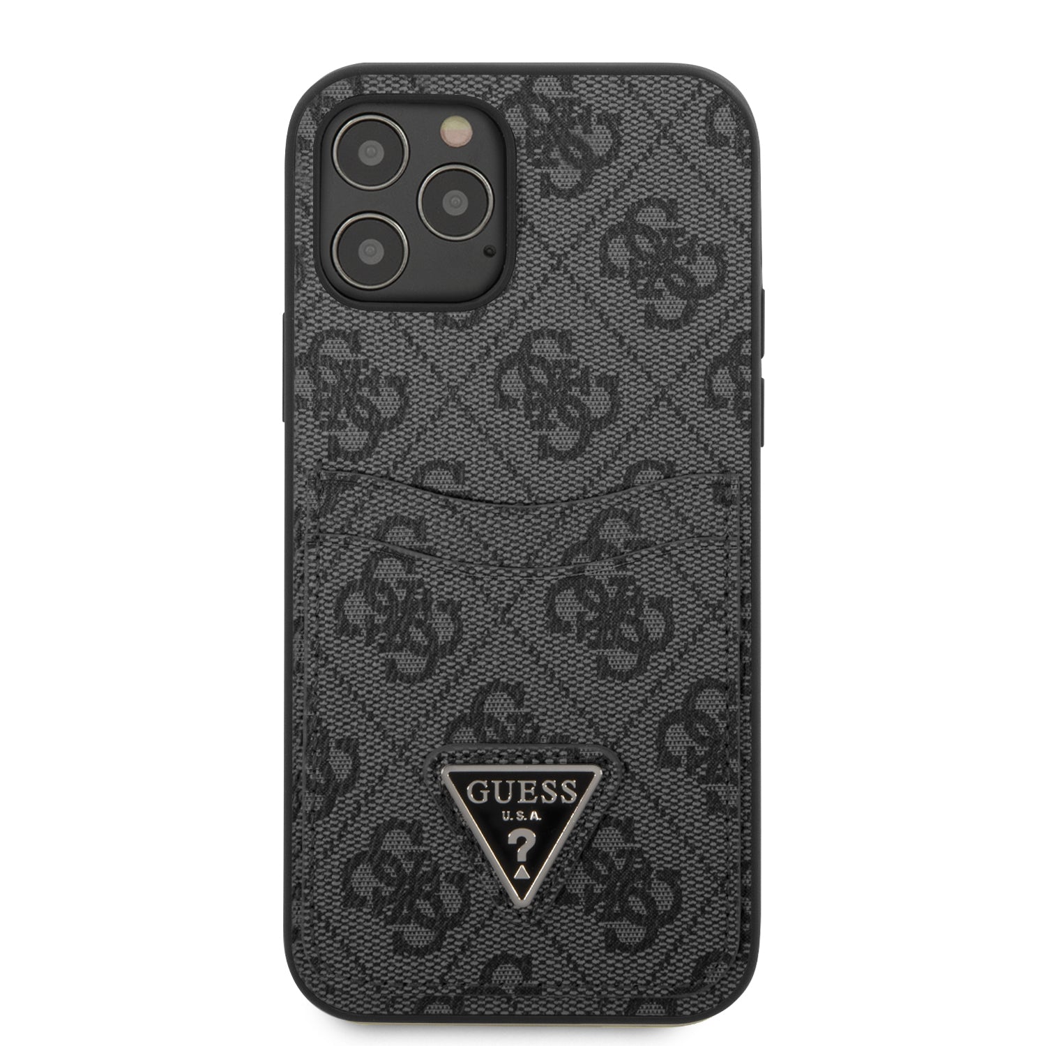 Apple iPhone 12 Pro Max Kılıf Guess Çift Kart Bölmeli Kartlıklı Kapak Siyah