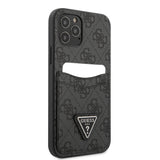 Apple iPhone 12 Pro Max Kılıf Guess Çift Kart Bölmeli Kartlıklı Kapak Siyah