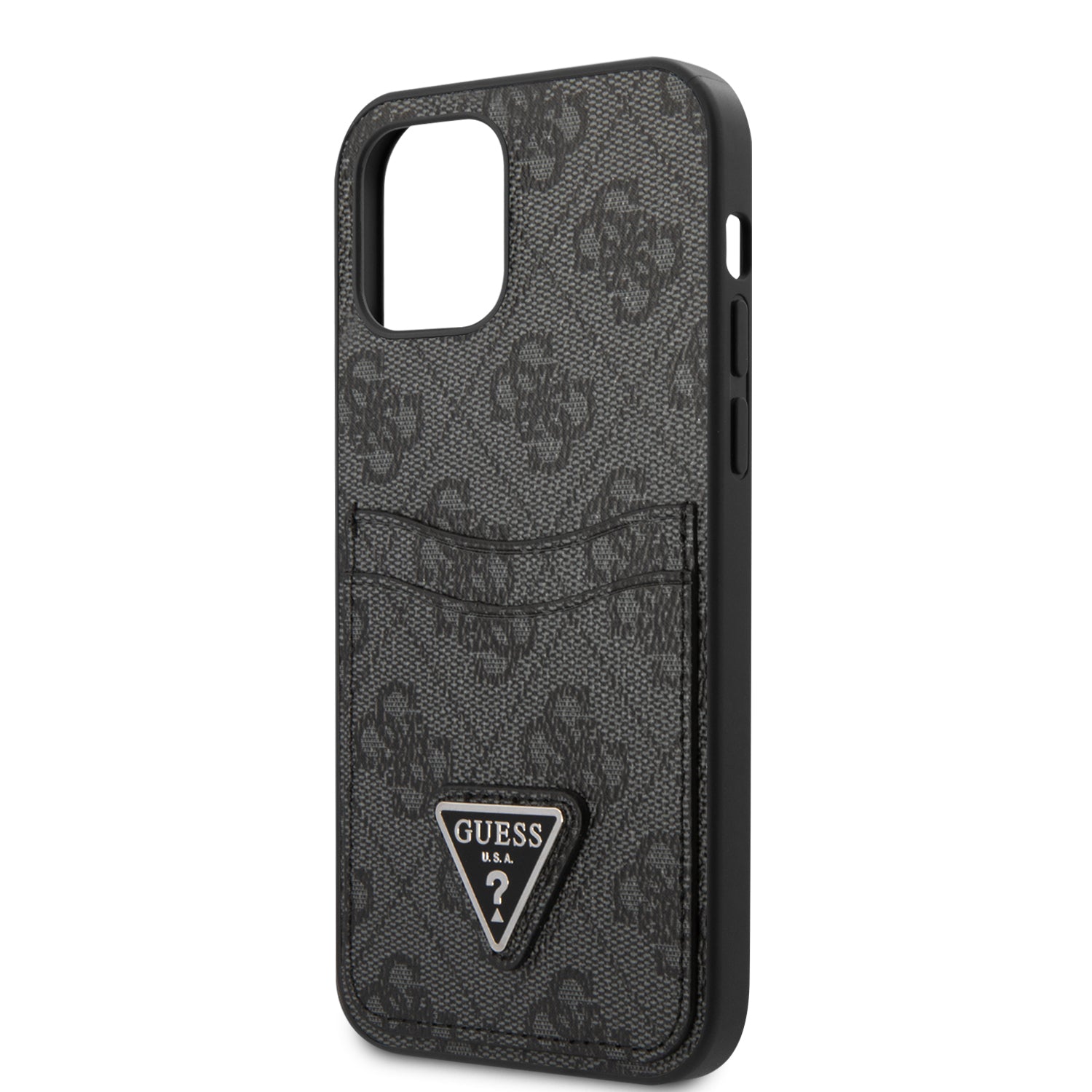 Apple iPhone 12 Pro Max Kılıf Guess Çift Kart Bölmeli Kartlıklı Kapak Siyah