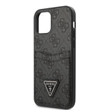 Apple iPhone 12 Pro Max Kılıf Guess Çift Kart Bölmeli Kartlıklı Kapak Siyah