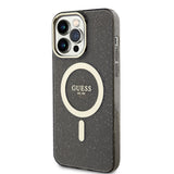 Apple iPhone 13 Pro Kılıf Guess Magsafe Şarj Özellikli Glitter Kapak Siyah