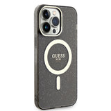 Apple iPhone 13 Pro Kılıf Guess Magsafe Şarj Özellikli Glitter Kapak Siyah