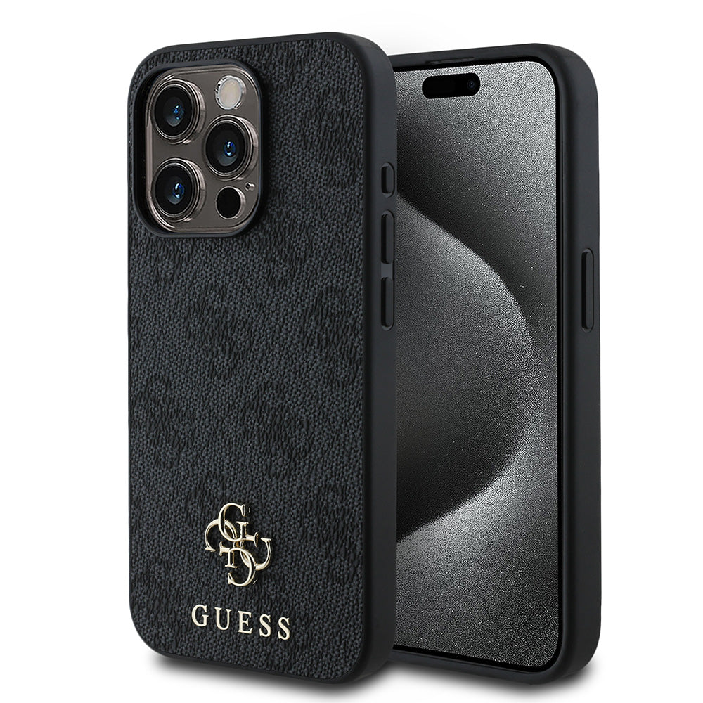Apple iPhone 13 Pro Kılıf Guess Magsafe Uyumlu 4G Classic Logolu Kapak Siyah