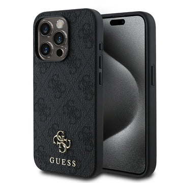 Apple iPhone 13 Pro Kılıf Guess Magsafe Uyumlu 4G Classic Logolu Kapak Siyah