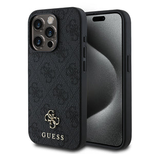 Apple iPhone 13 Pro Kılıf Guess Magsafe Uyumlu 4G Classic Logolu Kapak Siyah