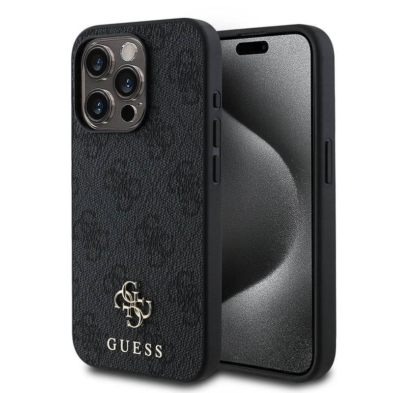 Apple iPhone 13 Pro Kılıf Guess Magsafe Uyumlu 4G Classic Logolu Kapak Siyah
