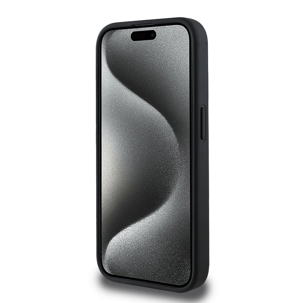 Apple iPhone 13 Pro Kılıf Guess Magsafe Uyumlu 4G Classic Logolu Kapak Siyah