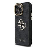 Apple iPhone 13 Pro Max Kılıf Guess Kamera Standlı Kapak 4G Desenli Metal 4G Logolu Siyah
