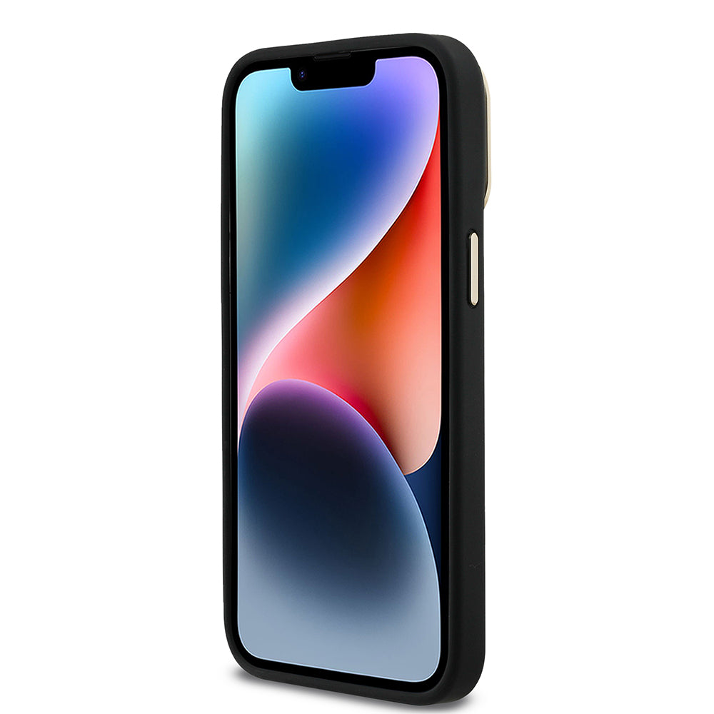 Apple iPhone 13 Pro Max Kılıf Guess Kamera Standlı Kapak 4G Desenli Metal 4G Logolu Siyah