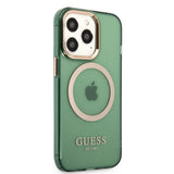 Apple iPhone 13 Pro Max Kılıf Guess Magsafe Şarj Özellikli Airbagli Kapak Yeşil