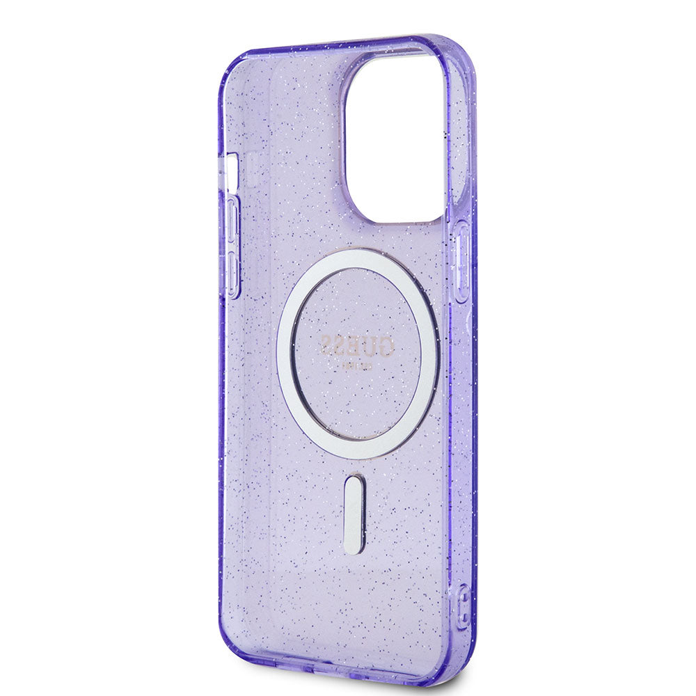 Apple iPhone 13 Pro Kılıf Guess Magsafe Şarj Özellikli Glitter Kapak Mor