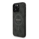 Apple iPhone 13 Pro Max Kılıf Guess M-safe Şarj Özellikli Bilek Askı İpli Yazı Logolu Kapak Siyah