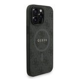 Apple iPhone 13 Pro Max Kılıf Guess M-safe Şarj Özellikli Bilek Askı İpli Yazı Logolu Kapak Siyah