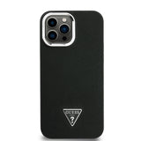 Apple iPhone 13 Pro Max Kılıf Guess Magsafe Şarj Özellikli Grained Triangle Kapak Siyah