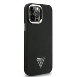 Apple iPhone 13 Pro Max Kılıf Guess Magsafe Şarj Özellikli Grained Triangle Kapak Siyah