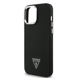 Apple iPhone 13 Pro Max Kılıf Guess Magsafe Şarj Özellikli Grained Triangle Kapak Siyah