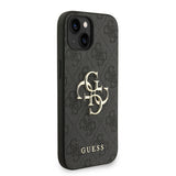 Apple iPhone 14 Kılıf Guess Bilek Askı İpli Kapak Metal Büyük 4G ve Yazı Logolu Siyah