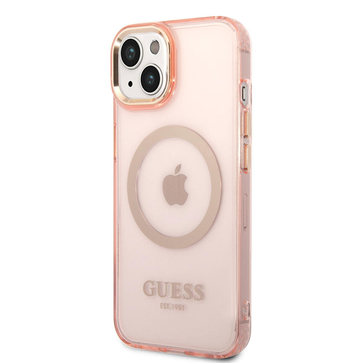 Apple iPhone 14 Kılıf Guess Magsafe Şarj Özellikli Airbagli Kapak Pembe