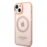 Apple iPhone 14 Kılıf Guess Magsafe Şarj Özellikli Airbagli Kapak Pembe