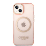 Apple iPhone 14 Kılıf Guess Magsafe Şarj Özellikli Airbagli Kapak Pembe