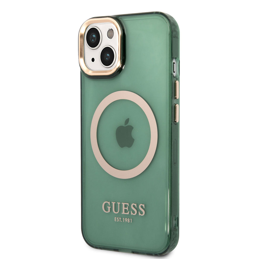 Apple iPhone 14 Kılıf Guess Magsafe Şarj Özellikli Airbagli Kapak Yeşil