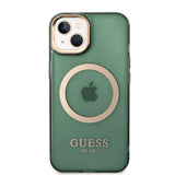 Apple iPhone 14 Kılıf Guess Magsafe Şarj Özellikli Airbagli Kapak Yeşil