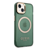 Apple iPhone 14 Kılıf Guess Magsafe Şarj Özellikli Airbagli Kapak Yeşil