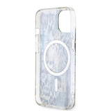 Apple iPhone 14 Kılıf Guess Magsafe Şarj Özellikli Leopar Desenli Kapak Mavi