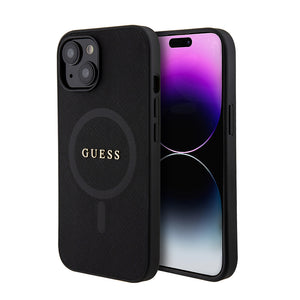 Apple iPhone 14 Kılıf Guess Magsafe Şarj Özellikli Saffiano Classic Kapak Siyah