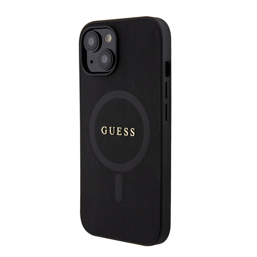 Apple iPhone 14 Kılıf Guess Magsafe Şarj Özellikli Saffiano Classic Kapak Siyah