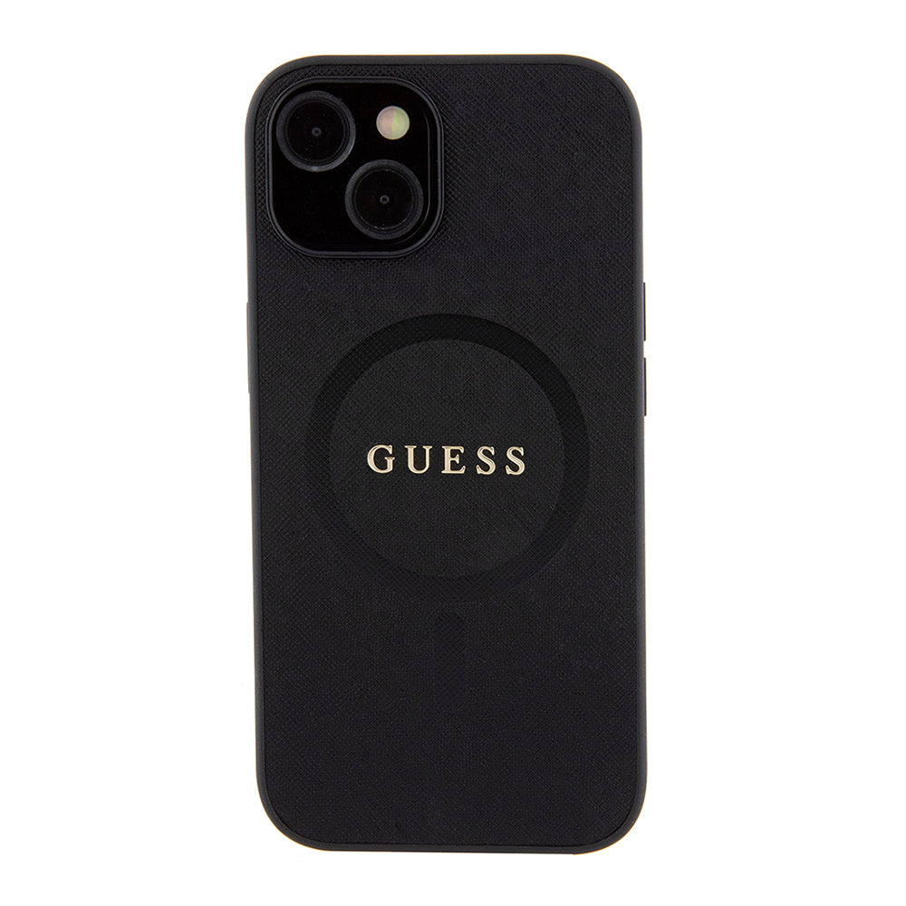 Apple iPhone 14 Kılıf Guess Magsafe Şarj Özellikli Saffiano Classic Kapak Siyah
