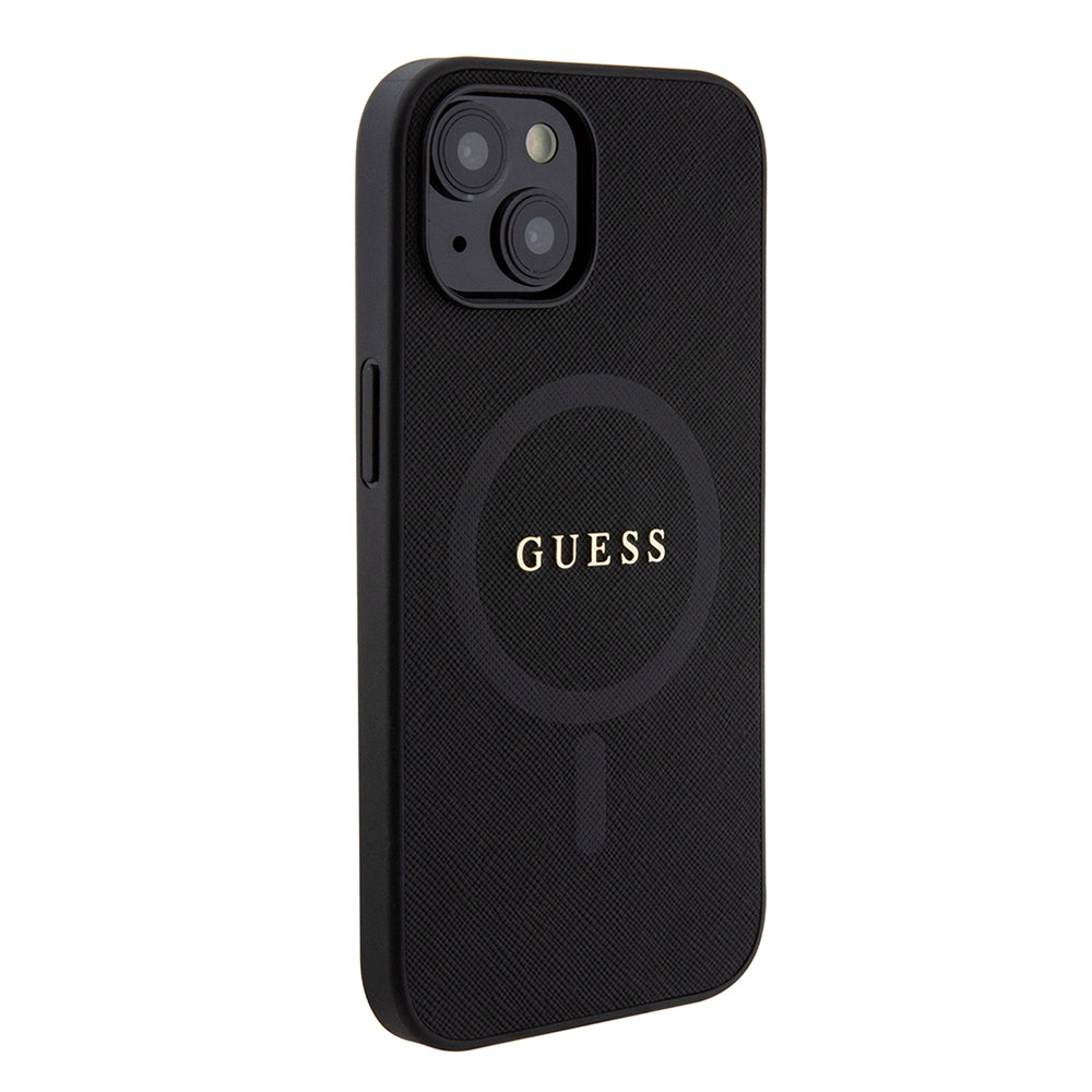 Apple iPhone 14 Kılıf Guess Magsafe Şarj Özellikli Saffiano Classic Kapak Siyah