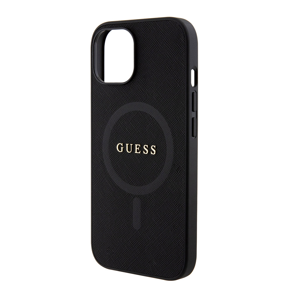 Apple iPhone 14 Kılıf Guess Magsafe Şarj Özellikli Saffiano Classic Kapak Siyah